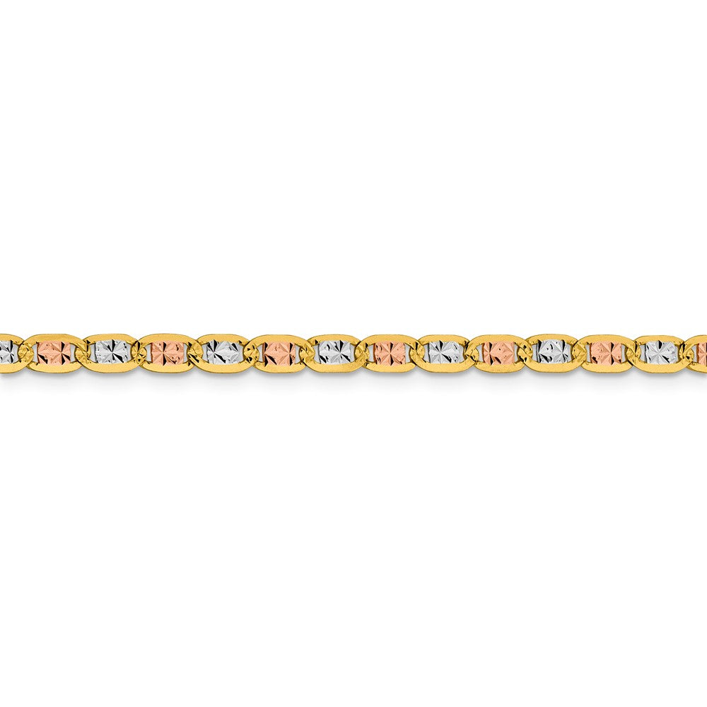 FJC Finejewelers 14 kt Yellow Gold 3.8mm Tri-color Rhodium Pavé Valentino Chain