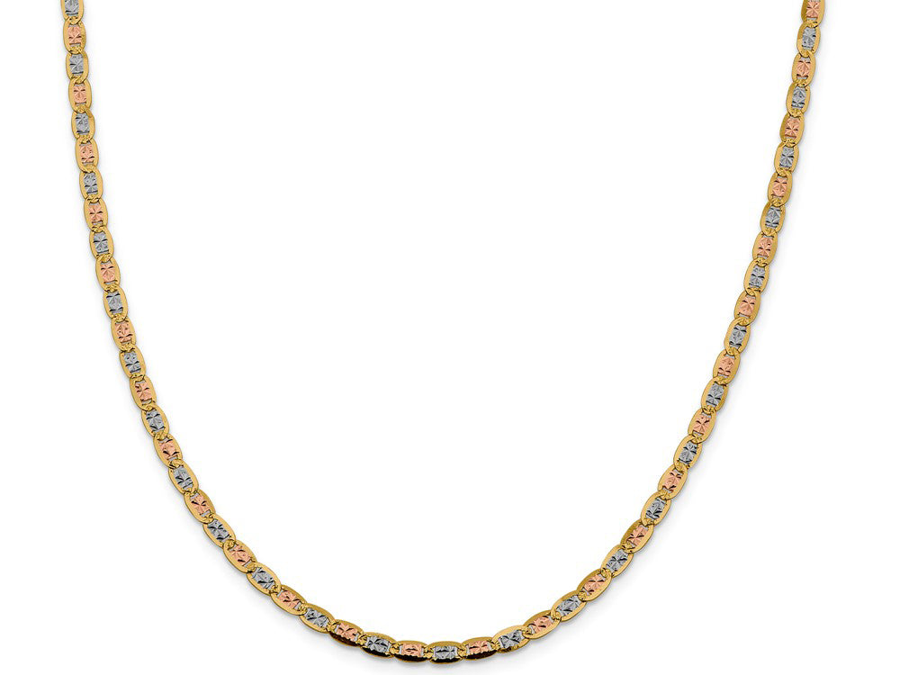 FJC Finejewelers 14 kt Yellow Gold 3.8mm Tri-color Rhodium Pavé Valentino Chain