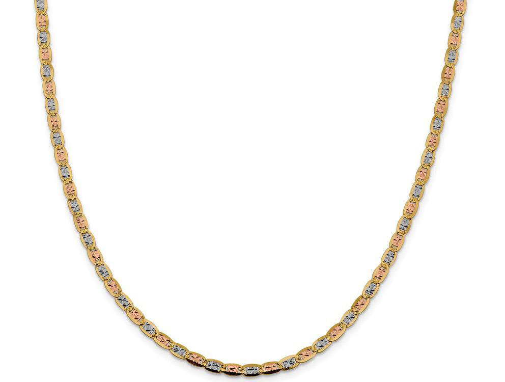 FJC Finejewelers 14 kt Yellow Gold 3.8mm Tri-color Rhodium Pavé Valentino Chain