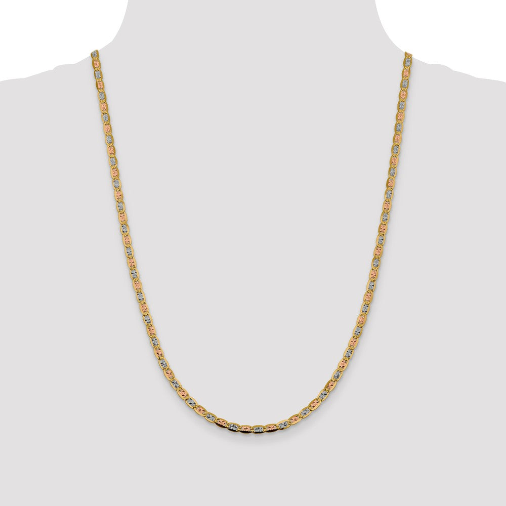 FJC Finejewelers 14 kt Yellow Gold 3.8mm Tri-color Rhodium Pavé Valentino Chain