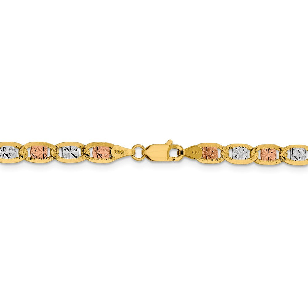 FJC Finejewelers 14 kt Yellow Gold 4.65mm Tri-color Rhodium Pavé Valentino Chain