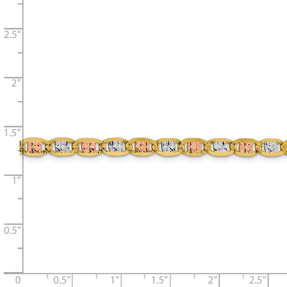 FJC Finejewelers 14 kt Yellow Gold 4.65mm Tri-color Rhodium Pavé Valentino Chain