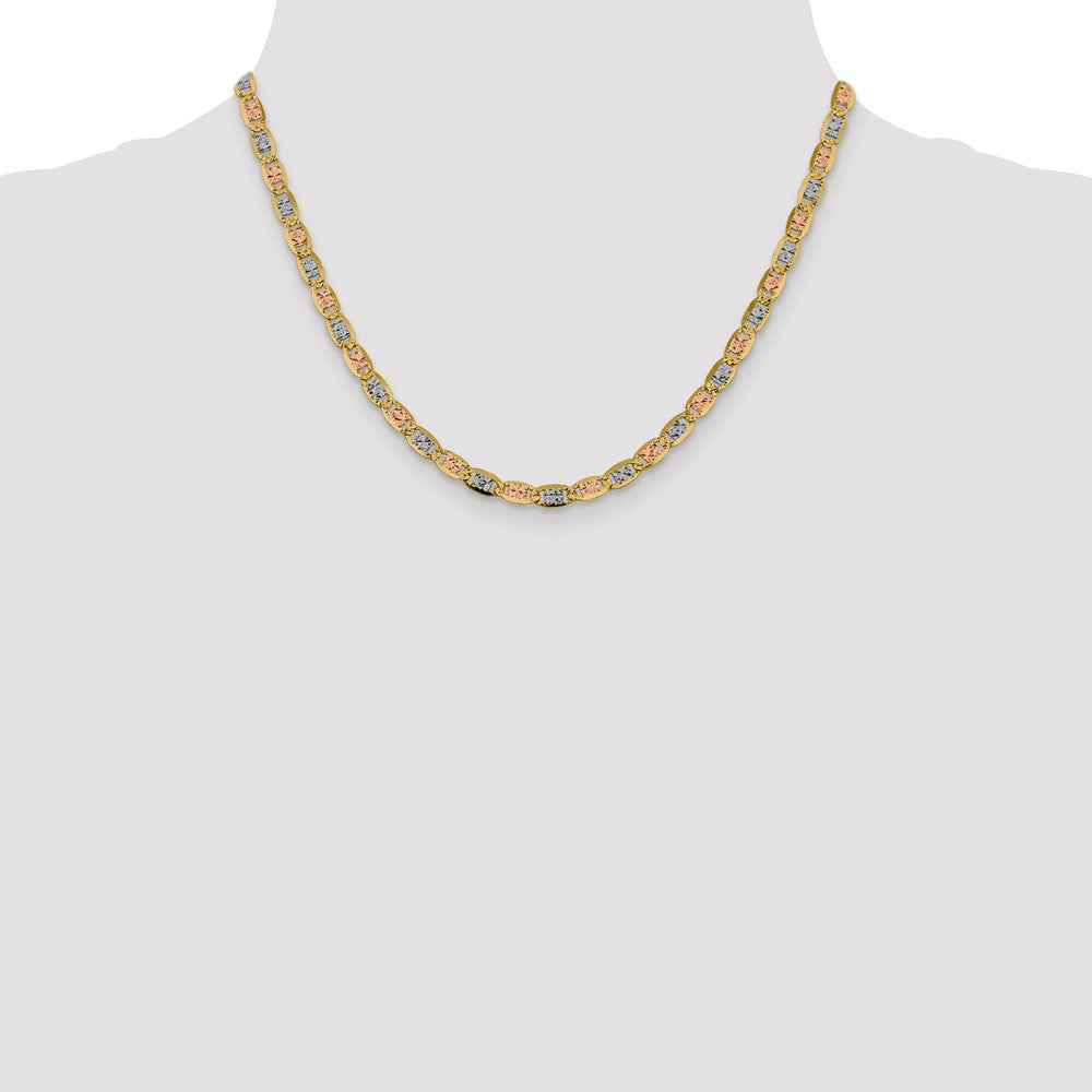FJC Finejewelers 14 kt Yellow Gold 4.65mm Tri-color Rhodium Pavé Valentino Chain