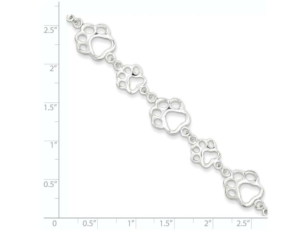 FJC Finejewelers Sterling Silver Polished Paw Print Bracelet