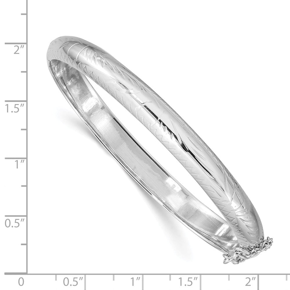 FJC Finejewelers Sterling Silver Rhodium-Plated 7mm Fancy Hinged Bangle Bracelet (Hollow)