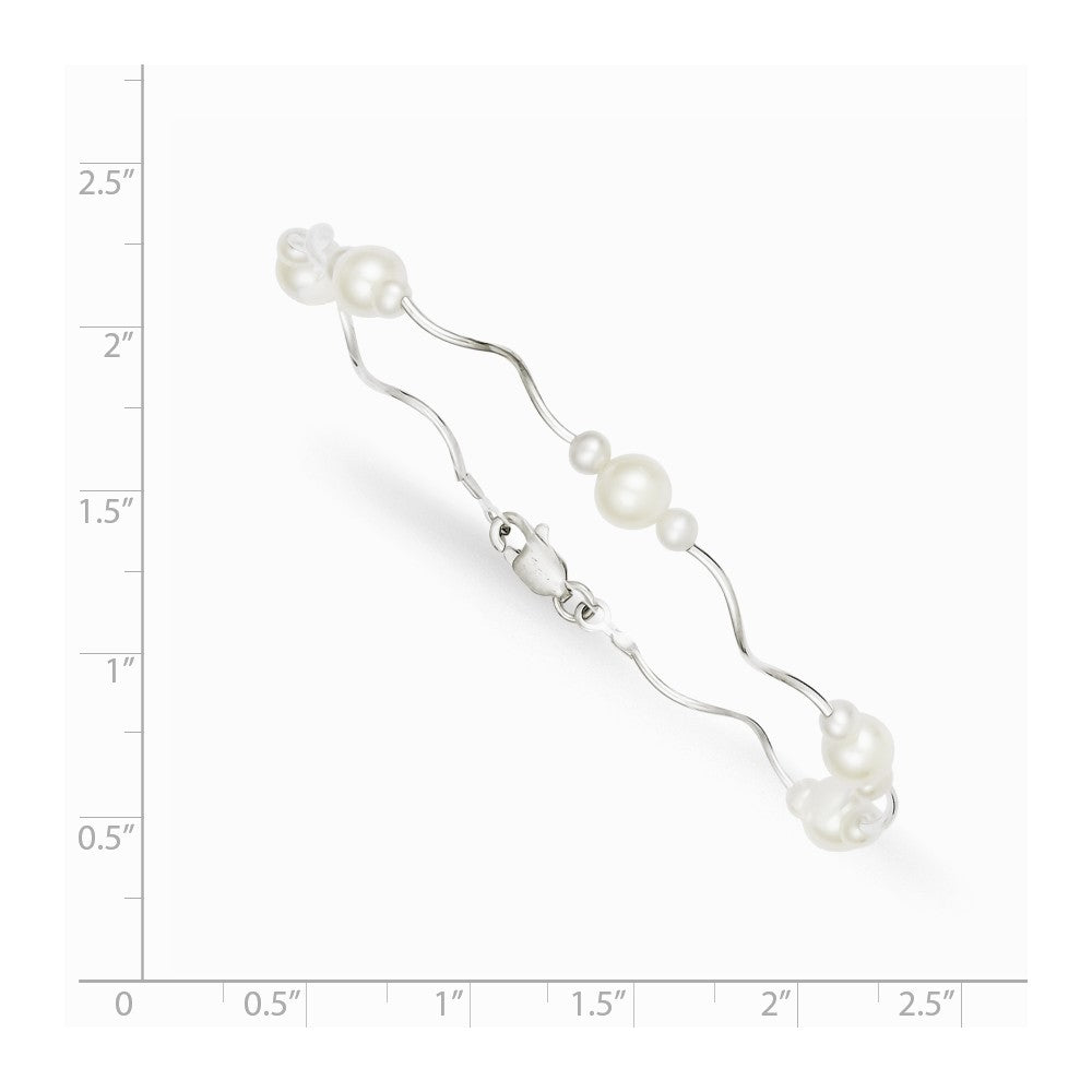 FJC Finejewelers Sterling Silver Spiral And Pearl Bracelet