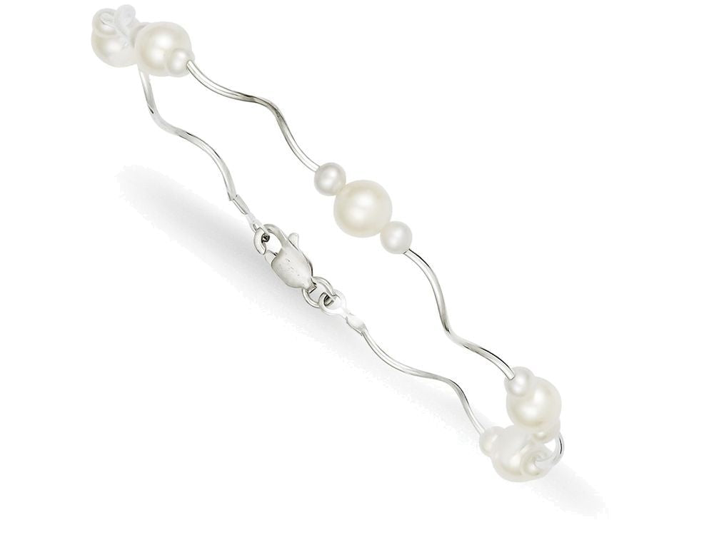FJC Finejewelers Sterling Silver Spiral And Pearl Bracelet