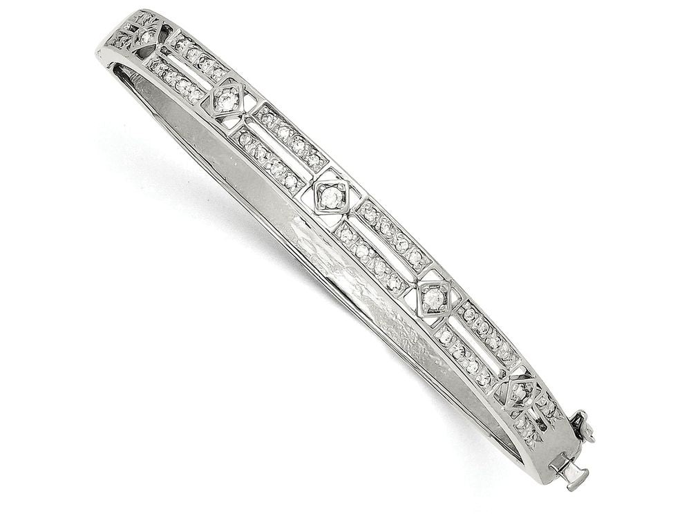 FJC Finejewelers Sterling Silver Cubic Zirconia Hinged Bangle