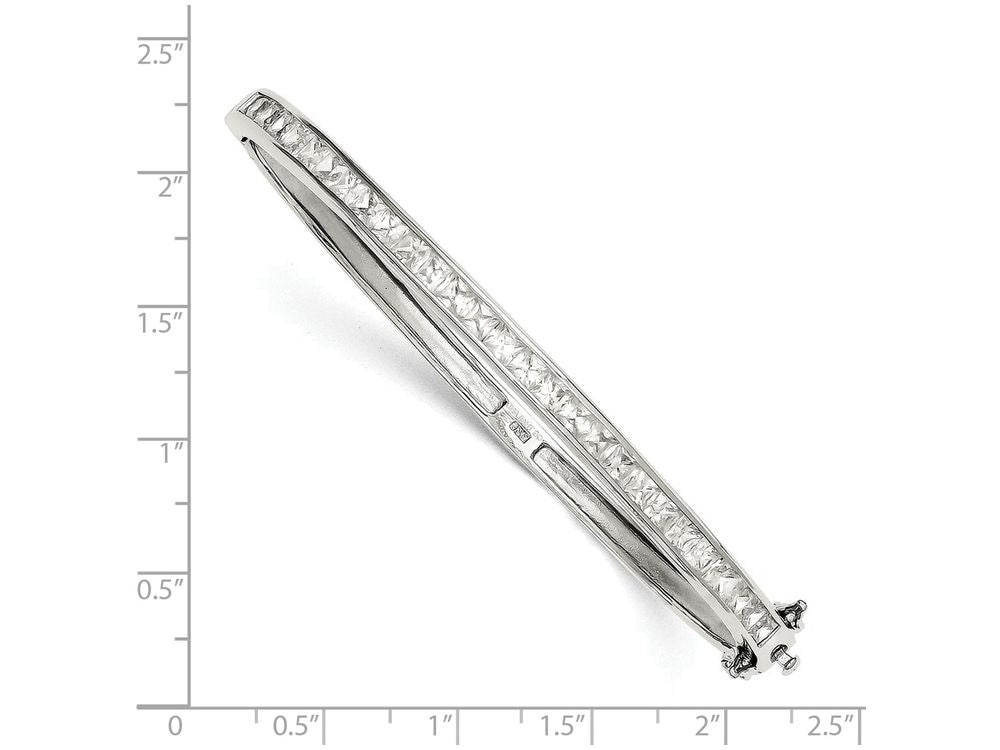 FJC Finejewelers Sterling Silver Cubic Zirconia Hinged Bangle