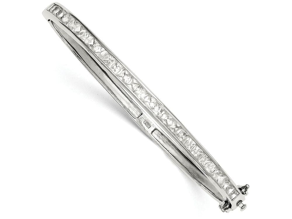 FJC Finejewelers Sterling Silver Cubic Zirconia Hinged Bangle