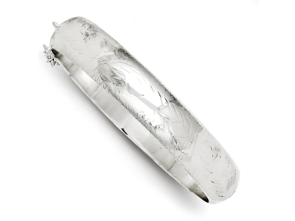 FJC Finejewelers Sterling Silver 12mm Fancy Hinged Bangle Bracelet