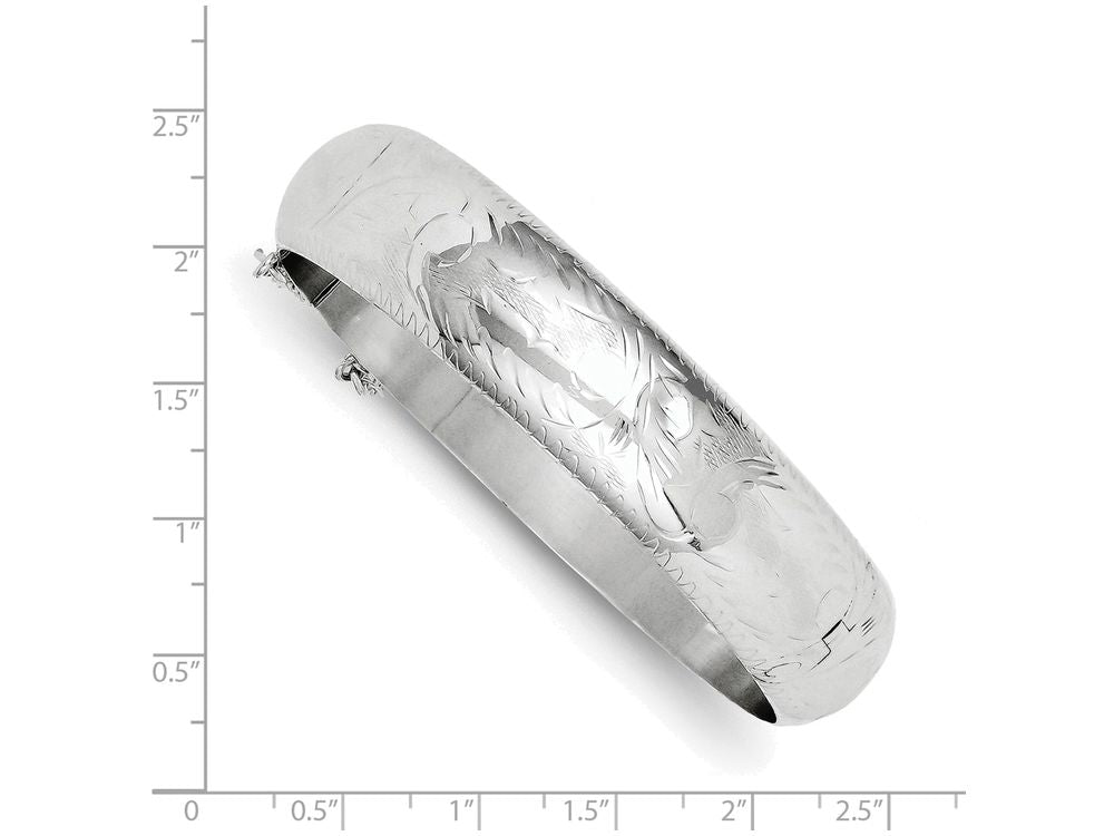 FJC Finejewelers Sterling Silver 15mm Fancy Hinged Bangle Bracelet