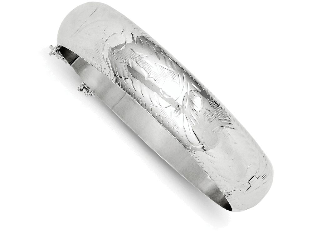 FJC Finejewelers Sterling Silver 15mm Fancy Hinged Bangle Bracelet