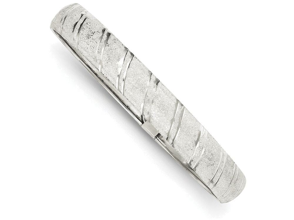 FJC Finejewelers Sterling Silver 10.5mm Polished and Textured Flexible Bangle
