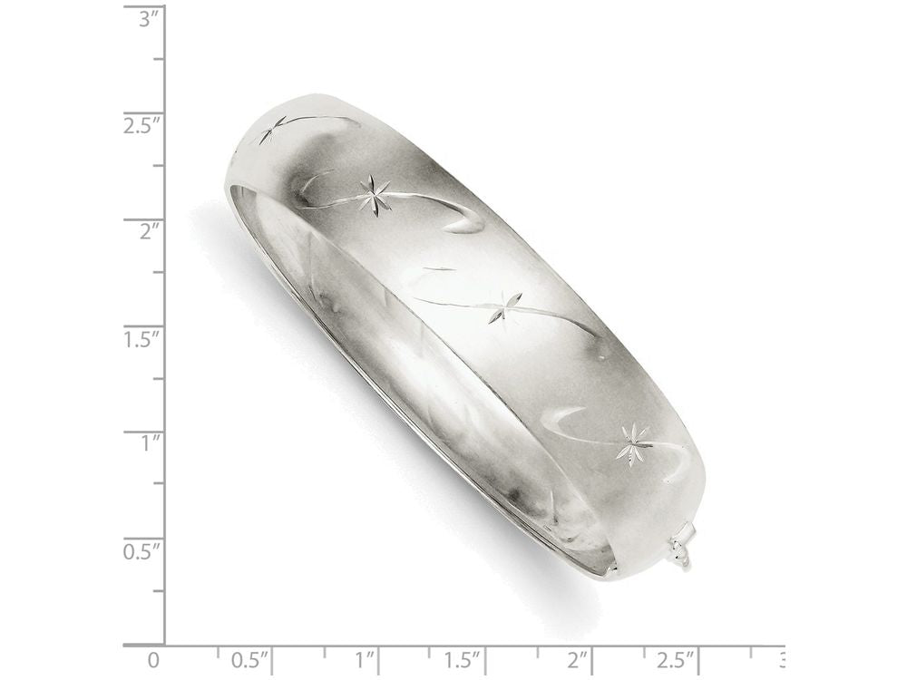FJC Finejewelers Sterling Silver Polished Bright-Cut and Textured Adjustable Bangle