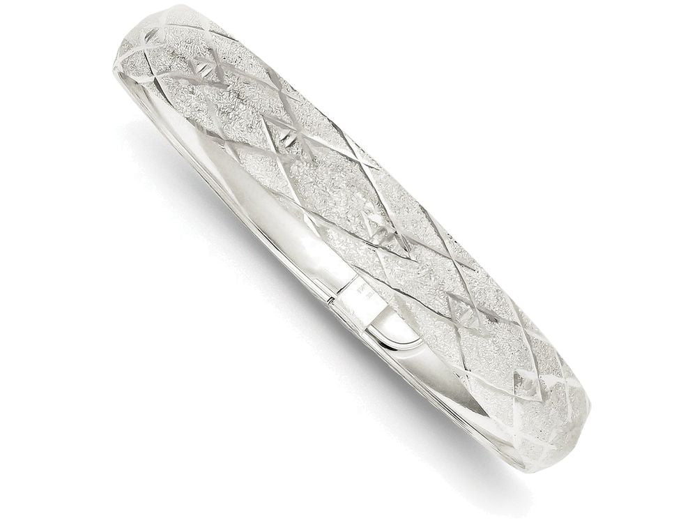 FJC Finejewelers Sterling Silver 10mm Polished Bright Cut and Textured Bangle