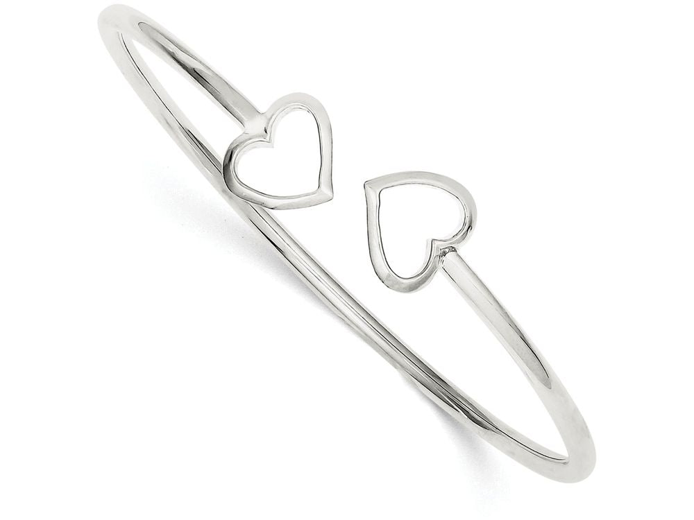 FJC Finejewelers Sterling Silver Polished Heart Cuff Bangle