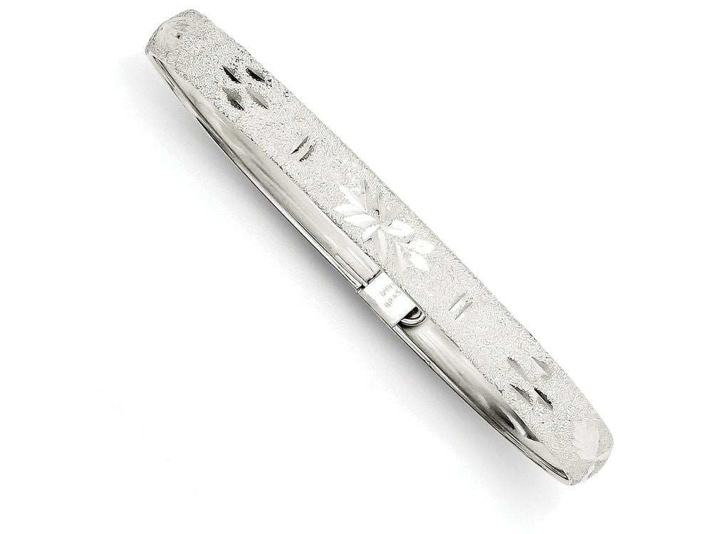 FJC Finejewelers Sterling Silver 6.5mm Laser and Bright-cut Flexible Bangle