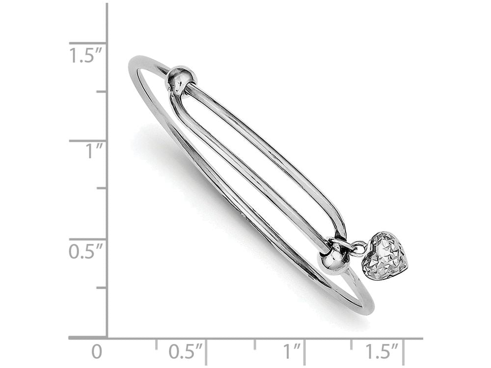 FJC Finejewelers Sterling Silver Rhodium Plated Bright Cut Heart Baby Bangle