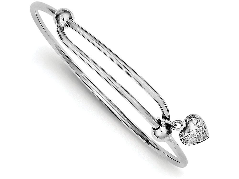 FJC Finejewelers Sterling Silver Rhodium Plated Bright Cut Heart Baby Bangle