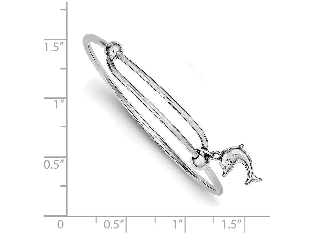 FJC Finejewelers Sterling Silver Rhodium Plated Polished Dolphin Baby Bangle