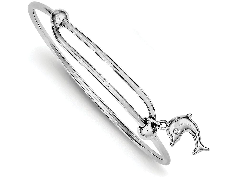 FJC Finejewelers Sterling Silver Rhodium Plated Polished Dolphin Baby Bangle