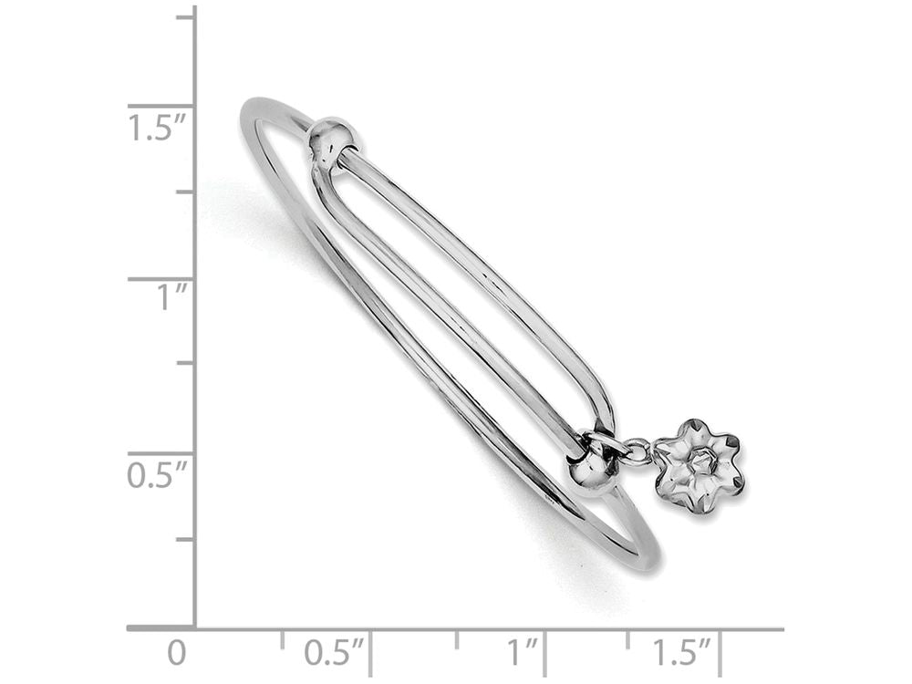 FJC Finejewelers Sterling Silver Rhodium Plated Polished Flower Baby Bangle