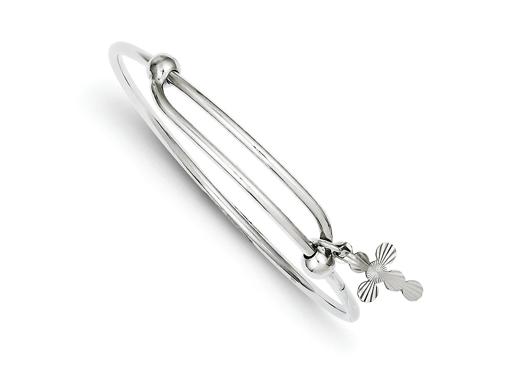 FJC Finejewelers Sterling Silver Rhodium Plated Bright Cut Cross Baby Bangle