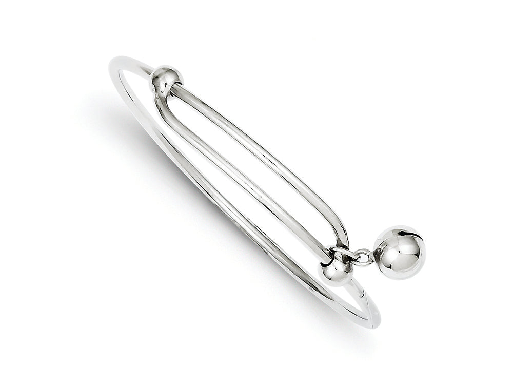 FJC Finejewelers Sterling Silver Rhodium Plated Polished Jingle Bell Baby Bangle