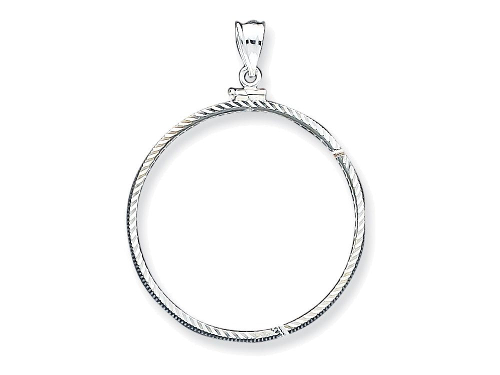 FJC Finejewelers Sterling Silver 39.4 X 3.1mm 1 Oz. Silver Town Bright Cut Coin Bezel Pendat - Chain Included