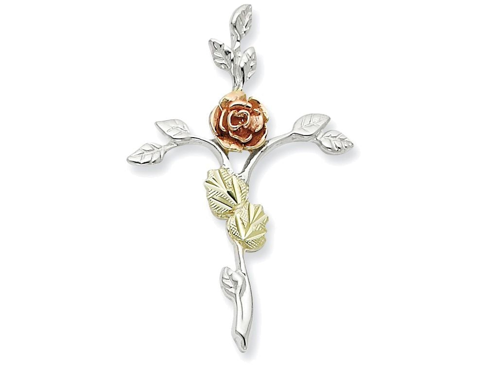 FJC Finejewelers Sterling Silver Rose Cross Necklace