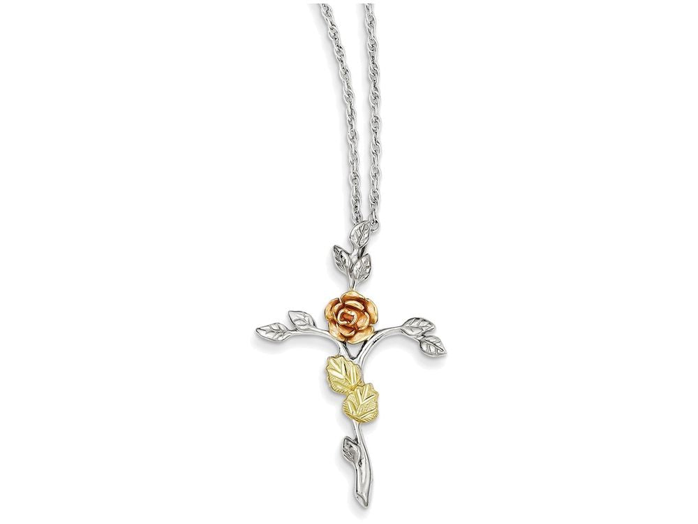 FJC Finejewelers Sterling Silver Rose Cross Necklace