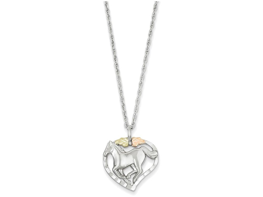 FJC Finejewelers Sterling Silver Horse In Heart Necklace