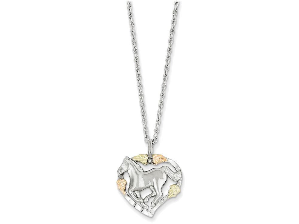 FJC Finejewelers Sterling Silver Horse In Heart Necklace