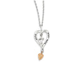 FJC Finejewelers Sterling Silver Rose Leaf Faith,hope,love Heart Necklace