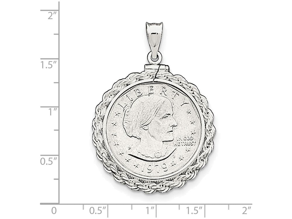 FJC Finejewelers Sterling Silver 26.4 X 1.8mm Susan B. Anthony Rope Coin Bezel Pendant Necklace - Chain Included