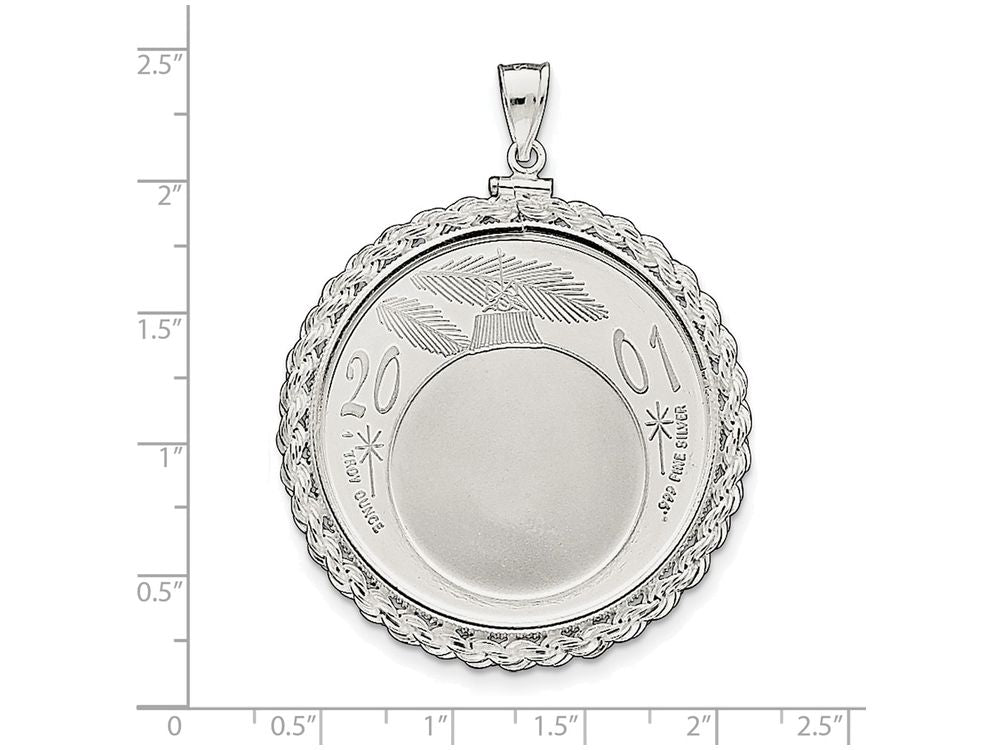FJC Finejewelers Sterling Silver 39.4 X 3.1mm 1 Oz. Silver Town Rope Coin Bezel Pendant Necklace - Chain Included