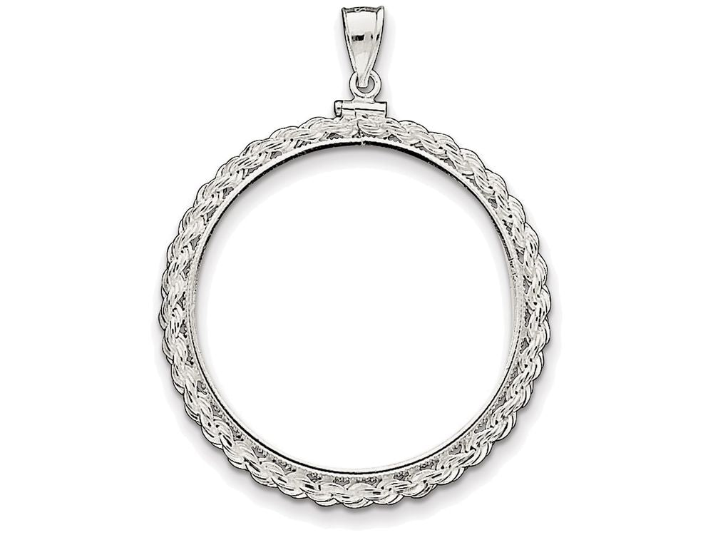 FJC Finejewelers Sterling Silver 39.4 X 3.1mm 1 Oz. Silver Town Rope Coin Bezel Pendant Necklace - Chain Included
