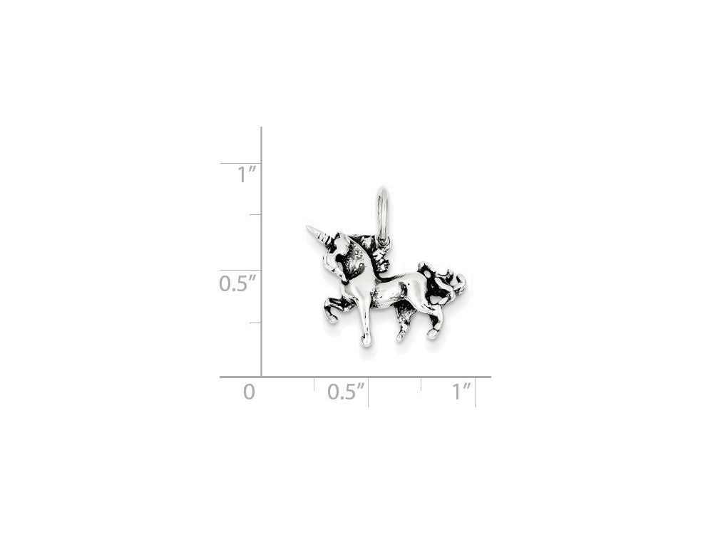 FJC Finejewelers Sterling Silver Antiqued Unicorn Charm