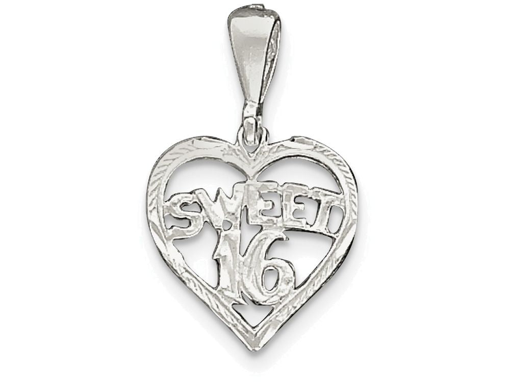 FJC Finejewelers Sterling Silver Heart Sweet 16 Charm