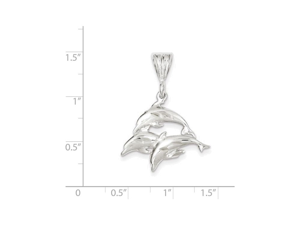 FJC Finejewelers Sterling Silver Trio Of Dolphins Pendant Necklace - Chain Included