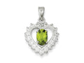 FJC Finejewelers Sterling Silver Peridot and Cubic Zirconia Pendant Necklace - Chain Included