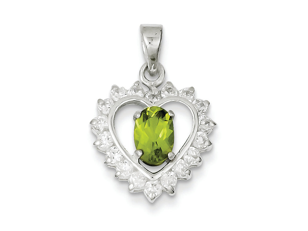 FJC Finejewelers Sterling Silver Peridot and Cubic Zirconia Pendant Necklace - Chain Included