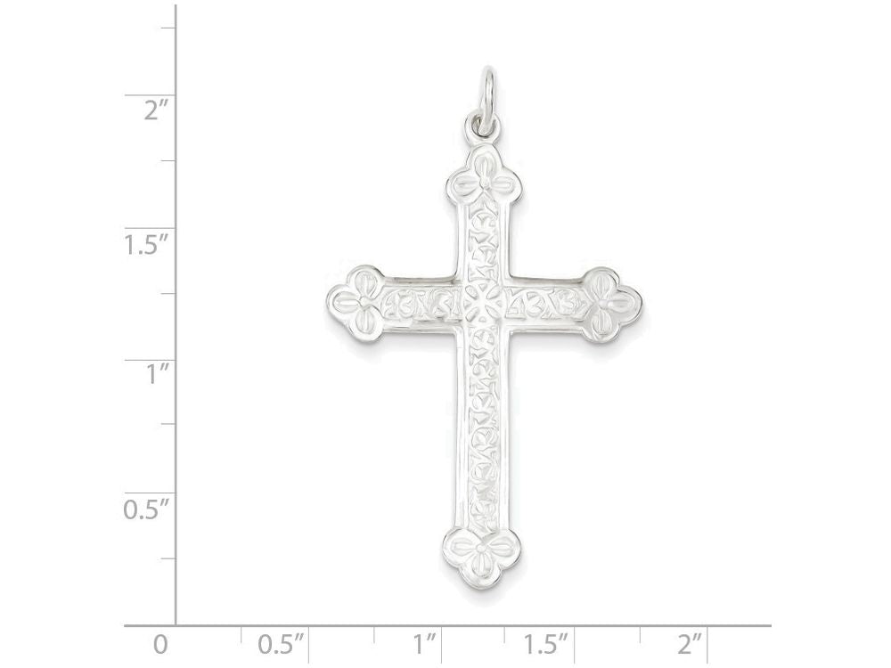 FJC Finejewelers Sterling Silver Budded Cross Pendant Necklace - Chain Included