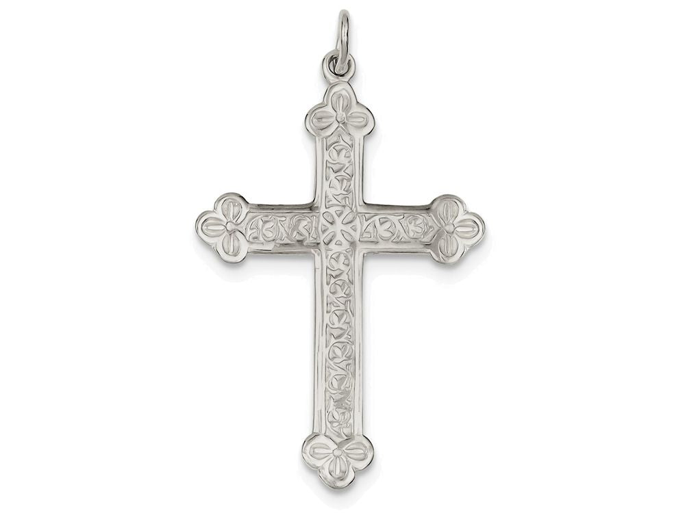 FJC Finejewelers Sterling Silver Budded Cross Pendant Necklace - Chain Included