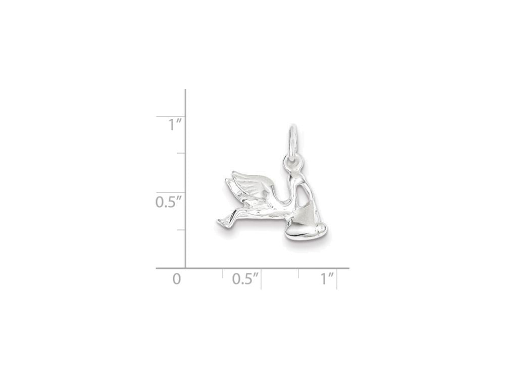 FJC Finejewelers Sterling Silver Stork W/ Baby Charm