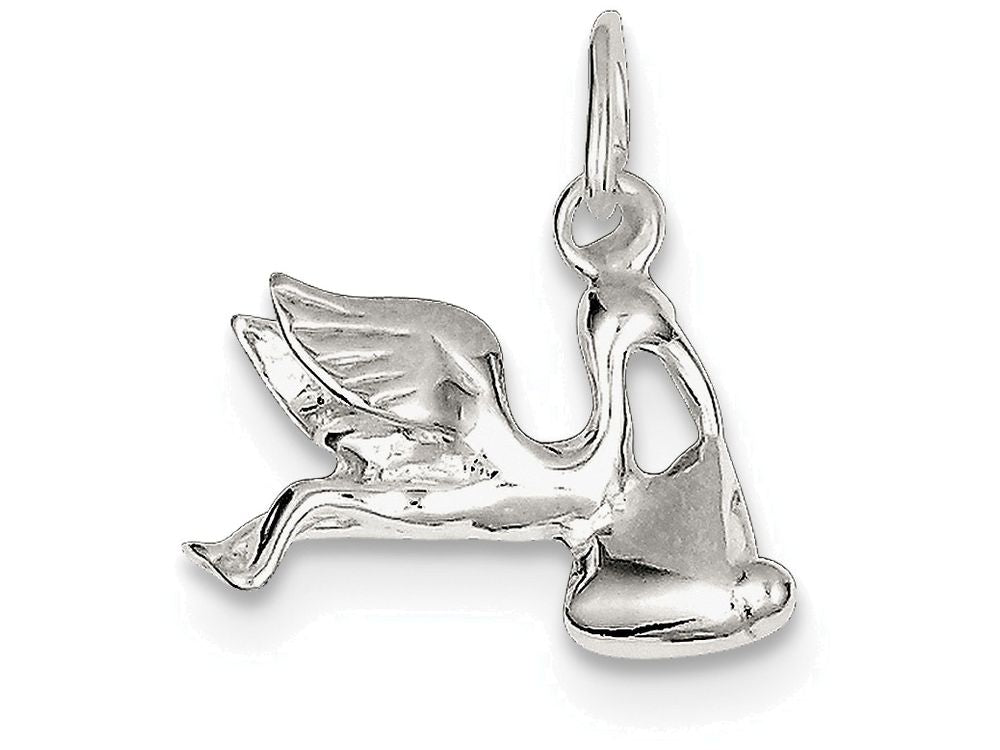 FJC Finejewelers Sterling Silver Stork W/ Baby Charm