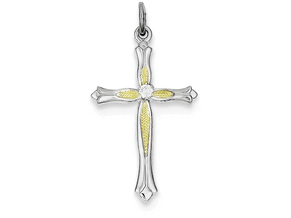 FJC Finejewelers Sterling Silver Cubic Zirconia Cross Pendant Necklace - Chain Included