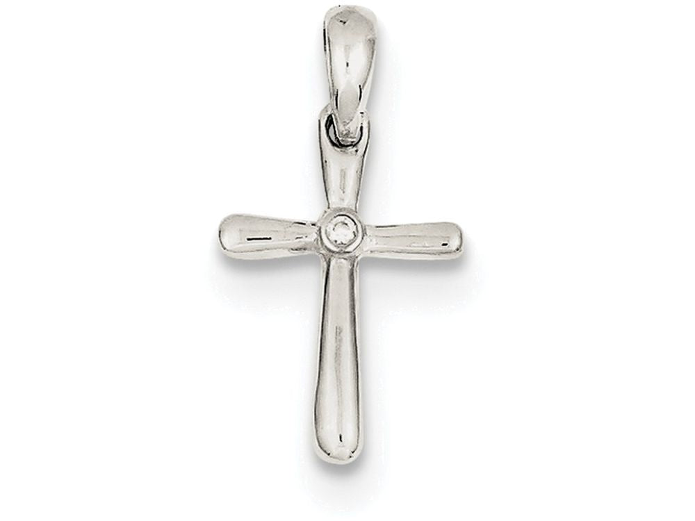 FJC Finejewelers Sterling Silver Cubic Zirconia Cross Pendant Necklace - Chain Included
