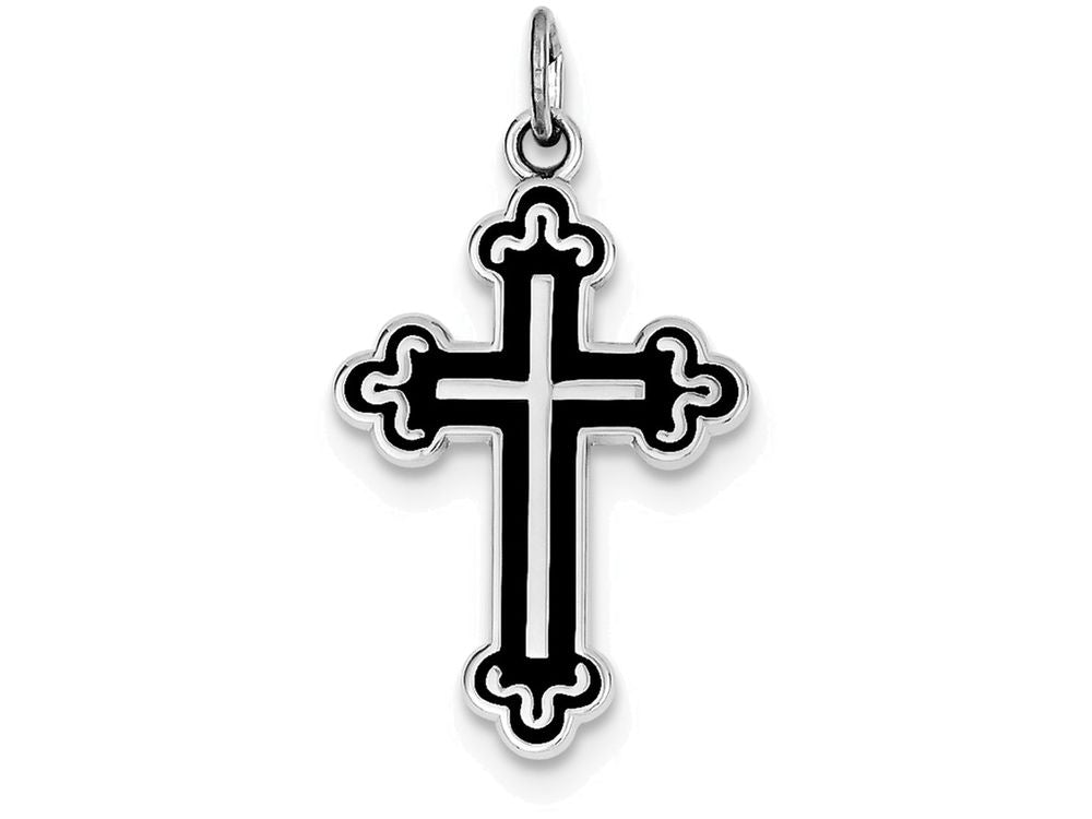 FJC Finejewelers Sterling Silver Enameled Cross Pendant Necklace - Chain Included